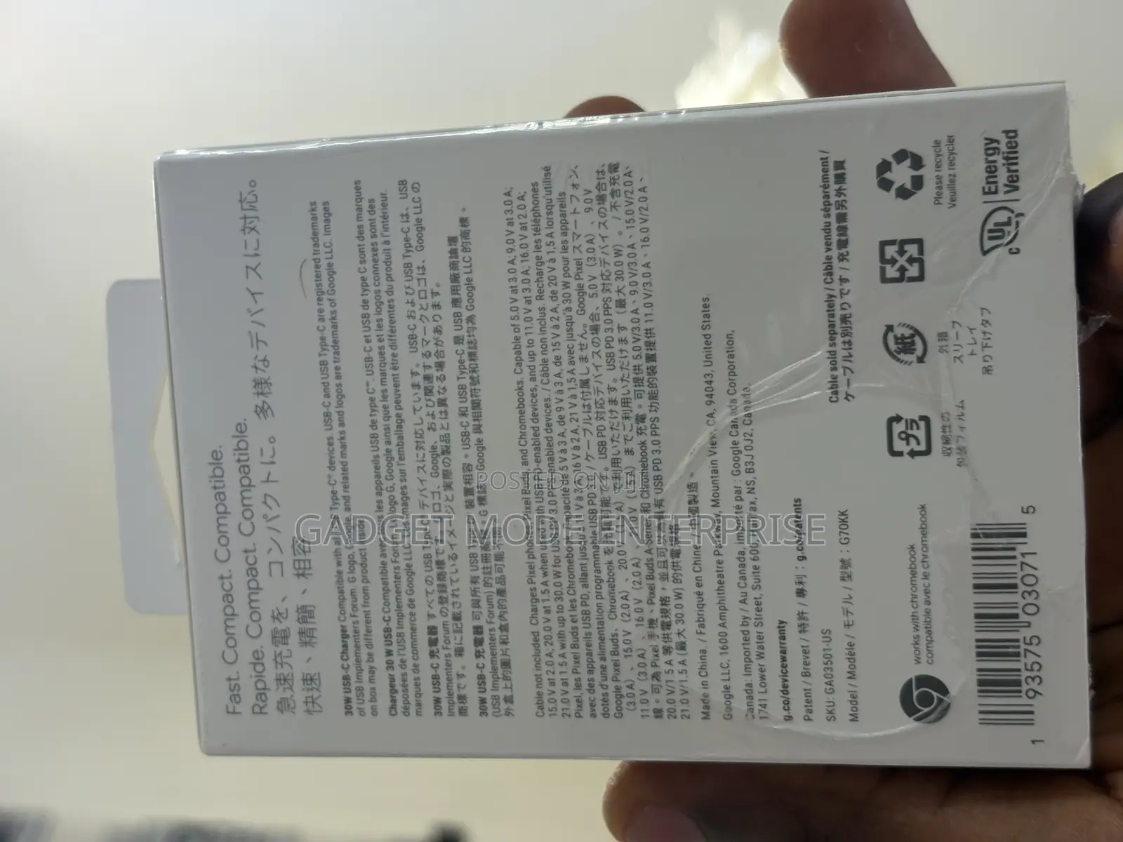Google 30w Usb-C Charger Compact, Fast-Charging Power Adapter