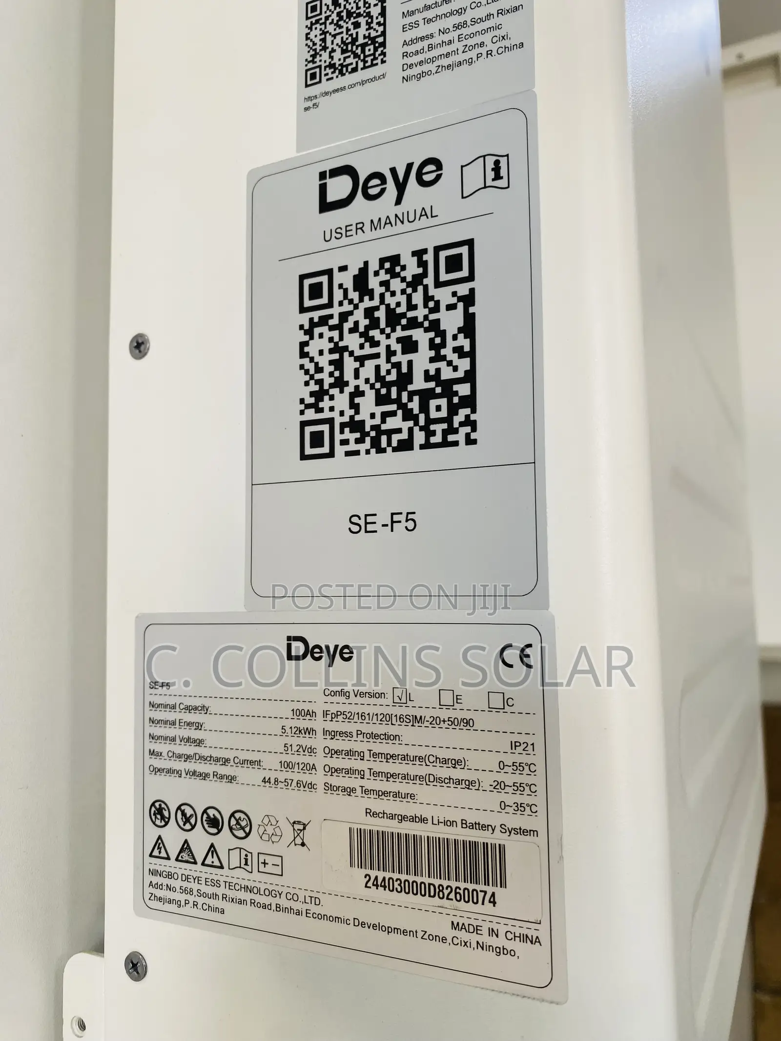 5.12kwh Deye Lithium Ion Battery