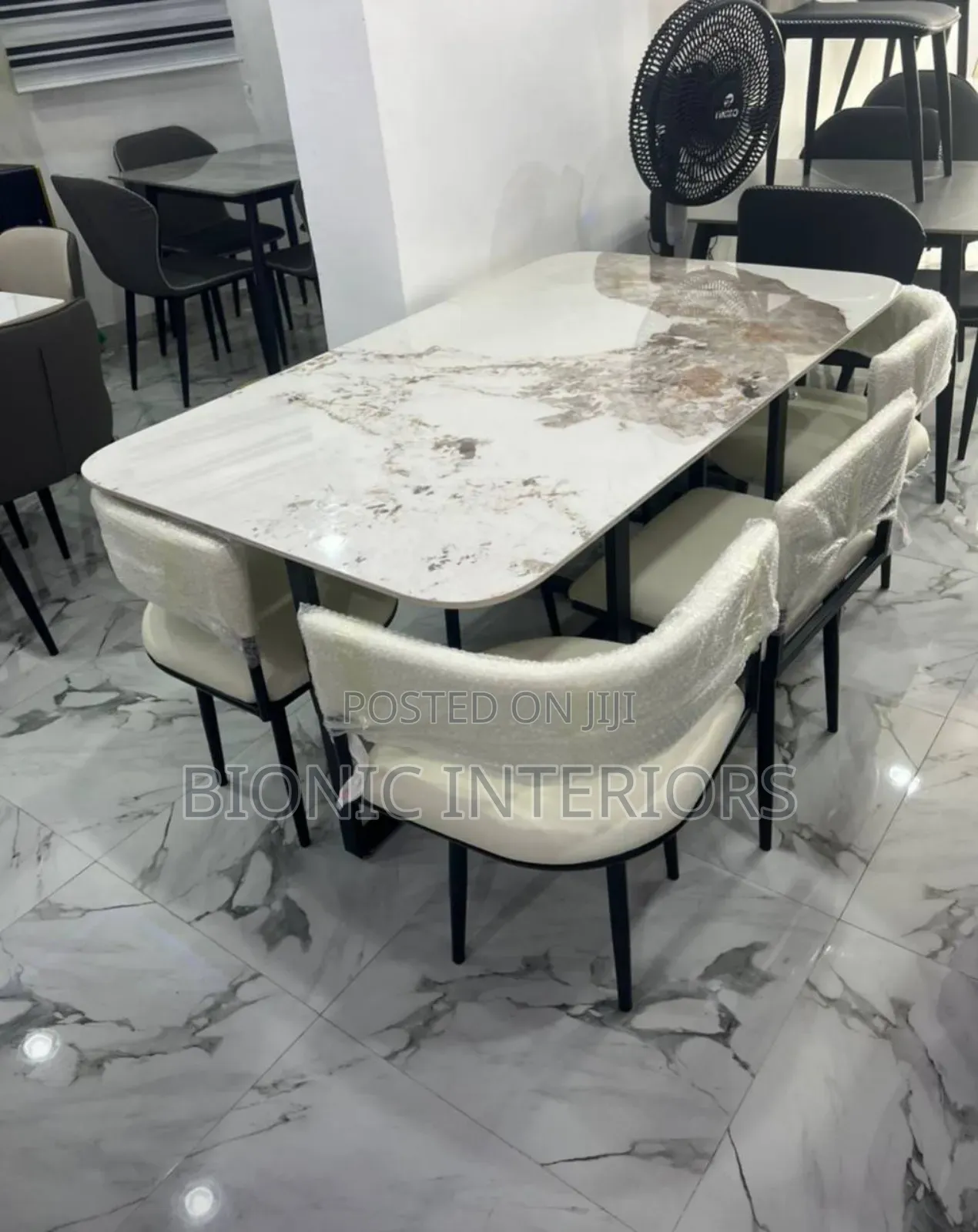 6 Seaters Marble Dining Table Set