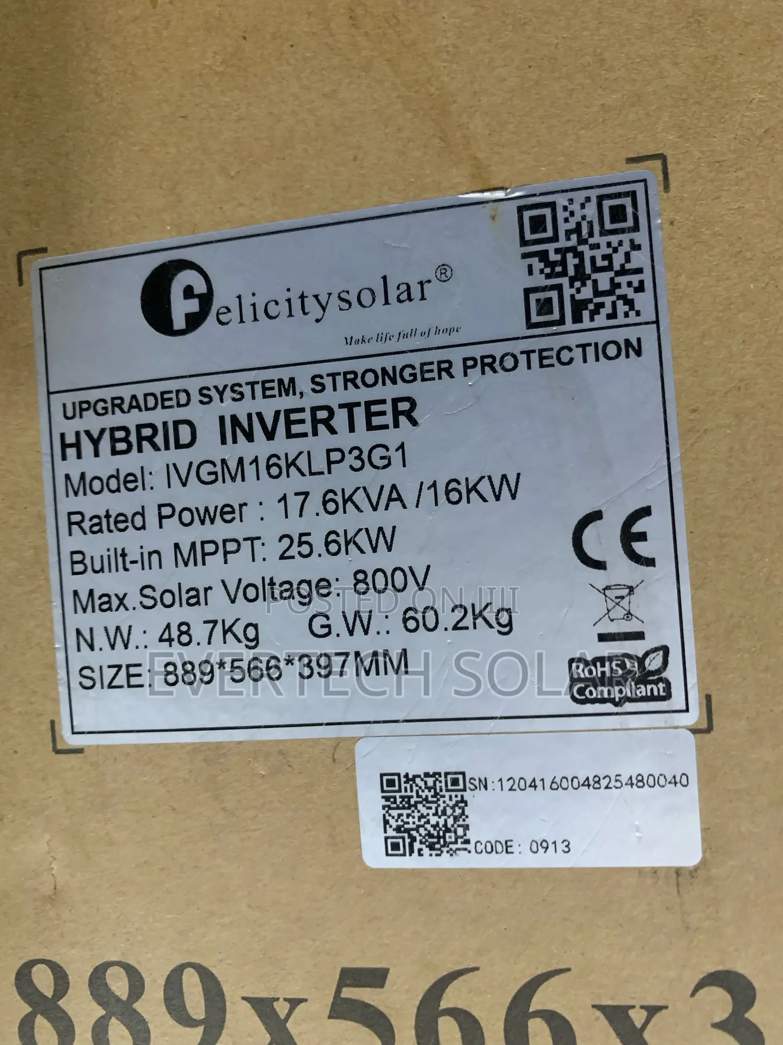 Felicity 16kva Ivgm 3phase Inverter Smart System 48v