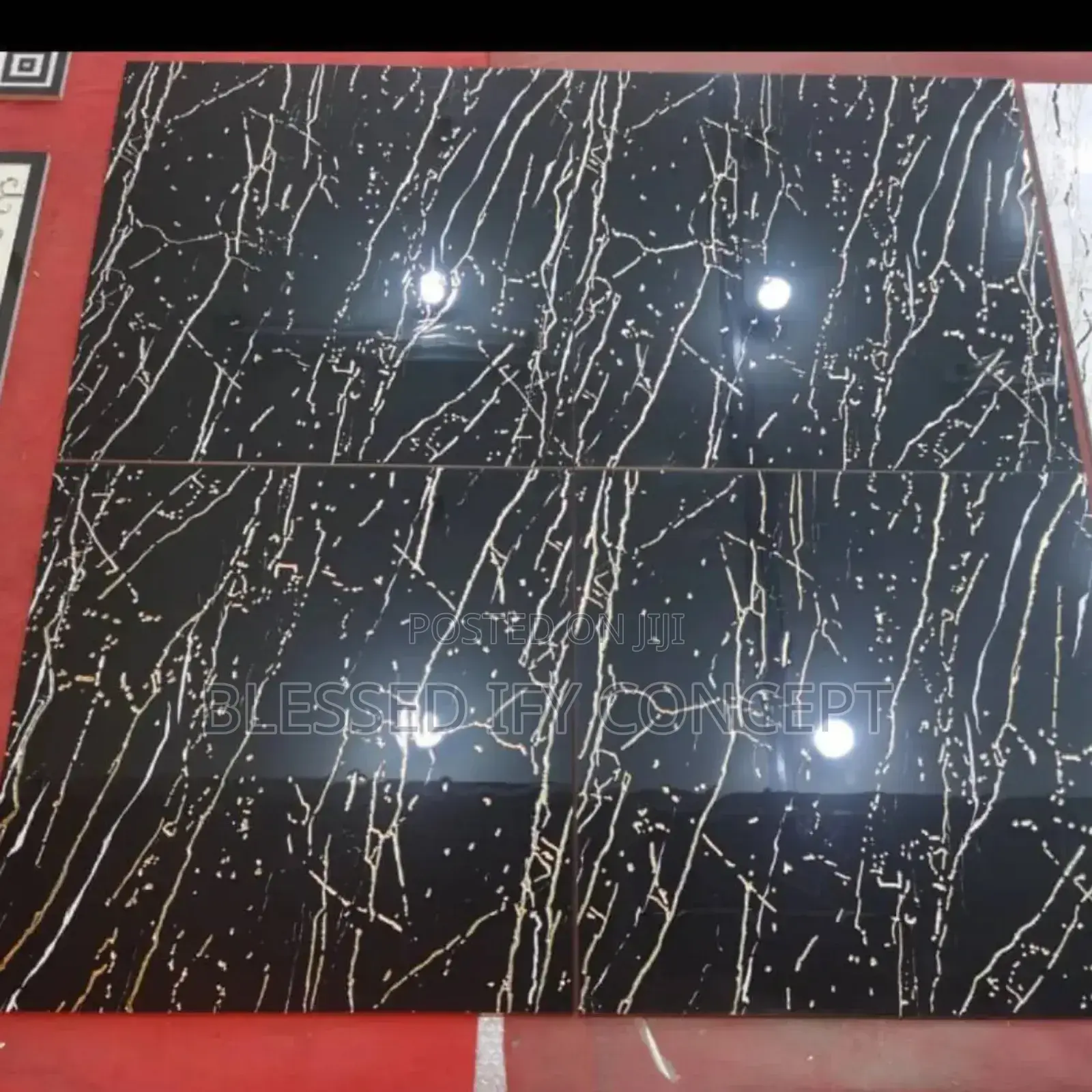 High Quality 60x60 Floor Tiles Black And Gold Line Designs