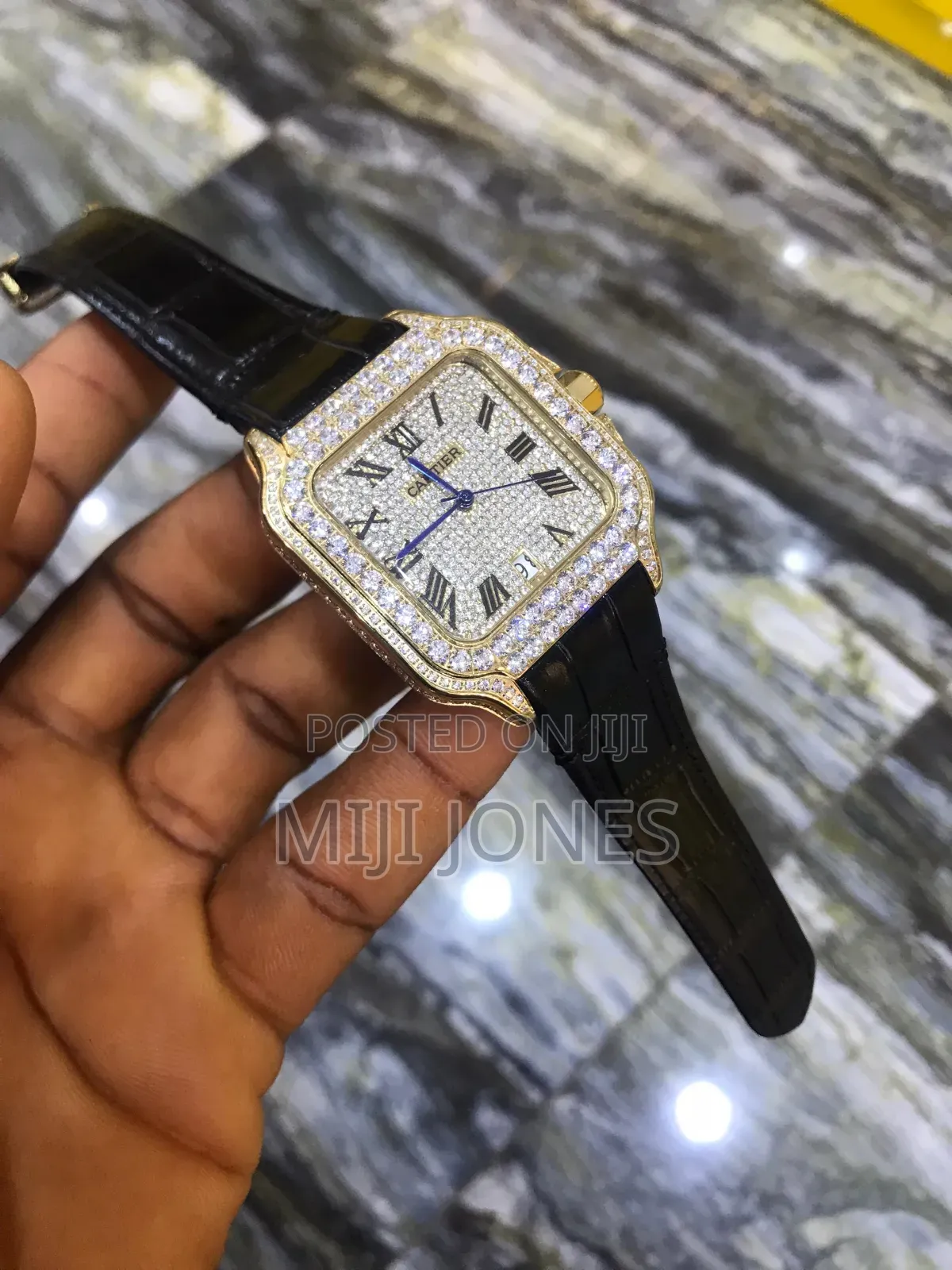 "Cartier Inspired Iced Dial Watch - Premium Replica"