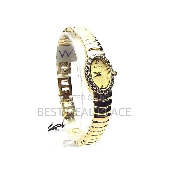 Elgin Women Oval Gold Crystal Analog Adjustable Watch Original From Us