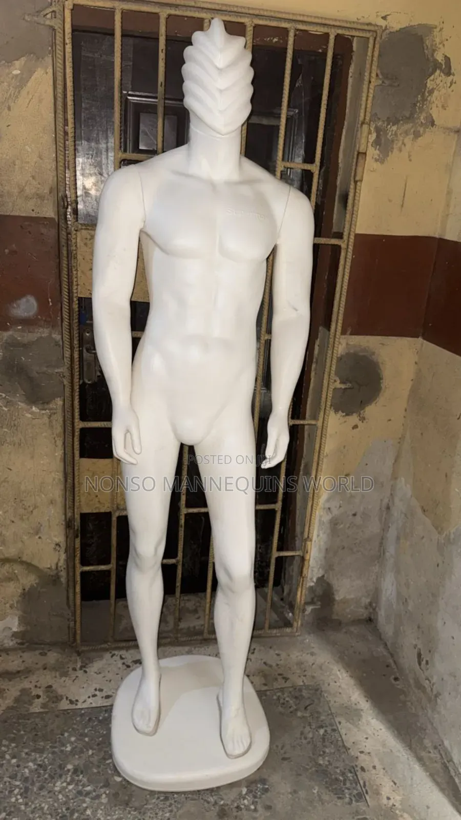 Plastic White Full Body Spider Head Male Mannequin
