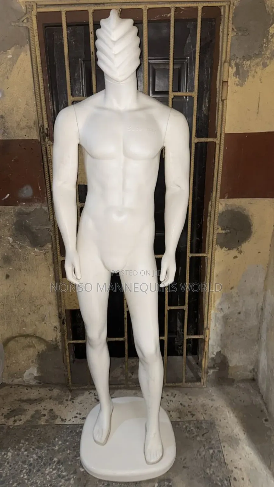 Plastic White Full Body Spider Head Male Mannequin