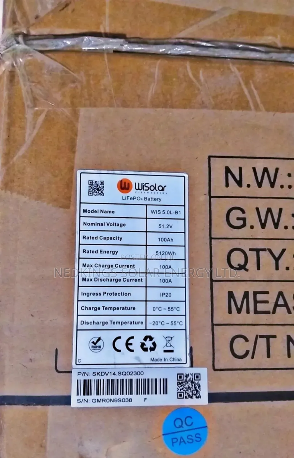 Wisolar 5kwh 51.2v Lithium Battery