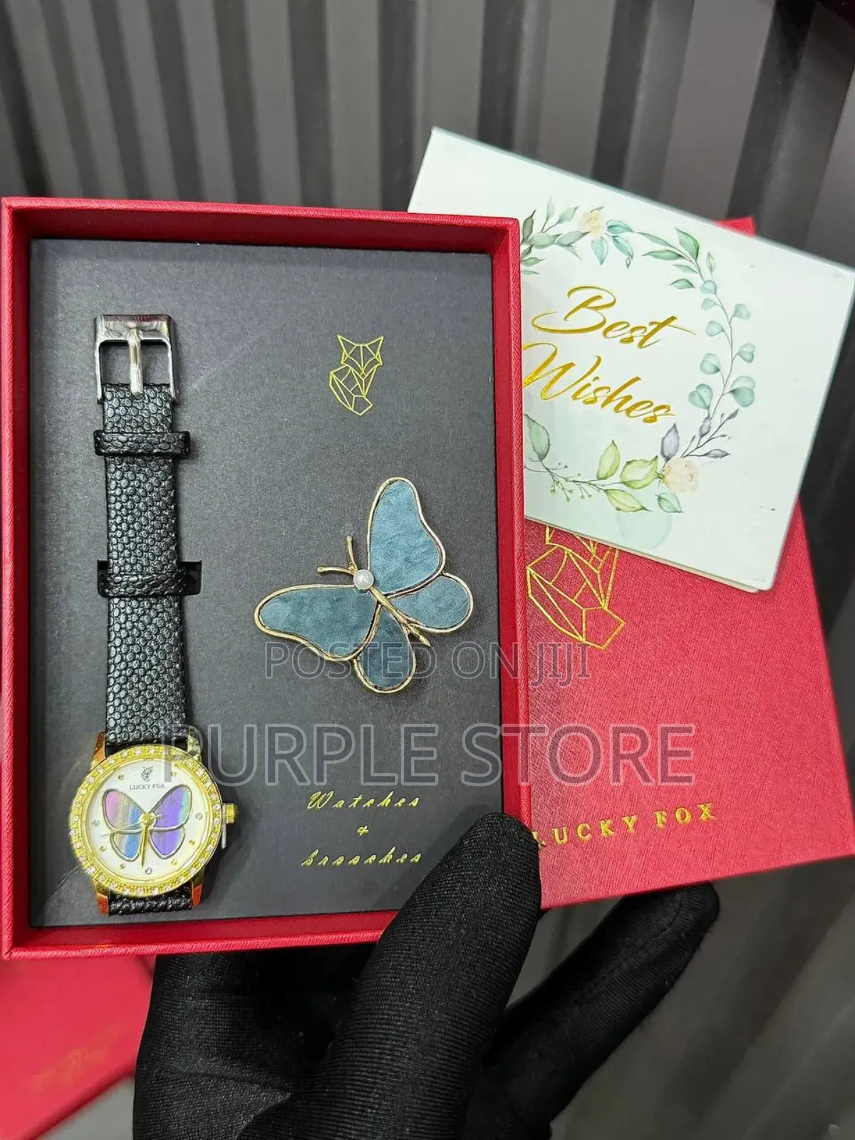 Lucky Fox Quality Watch and Brooches Val Gift Set