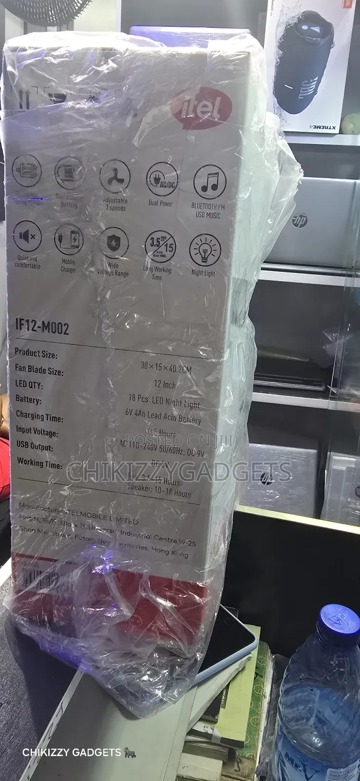 Brand New Itel Rechargeable and Solar Fan F12 M001