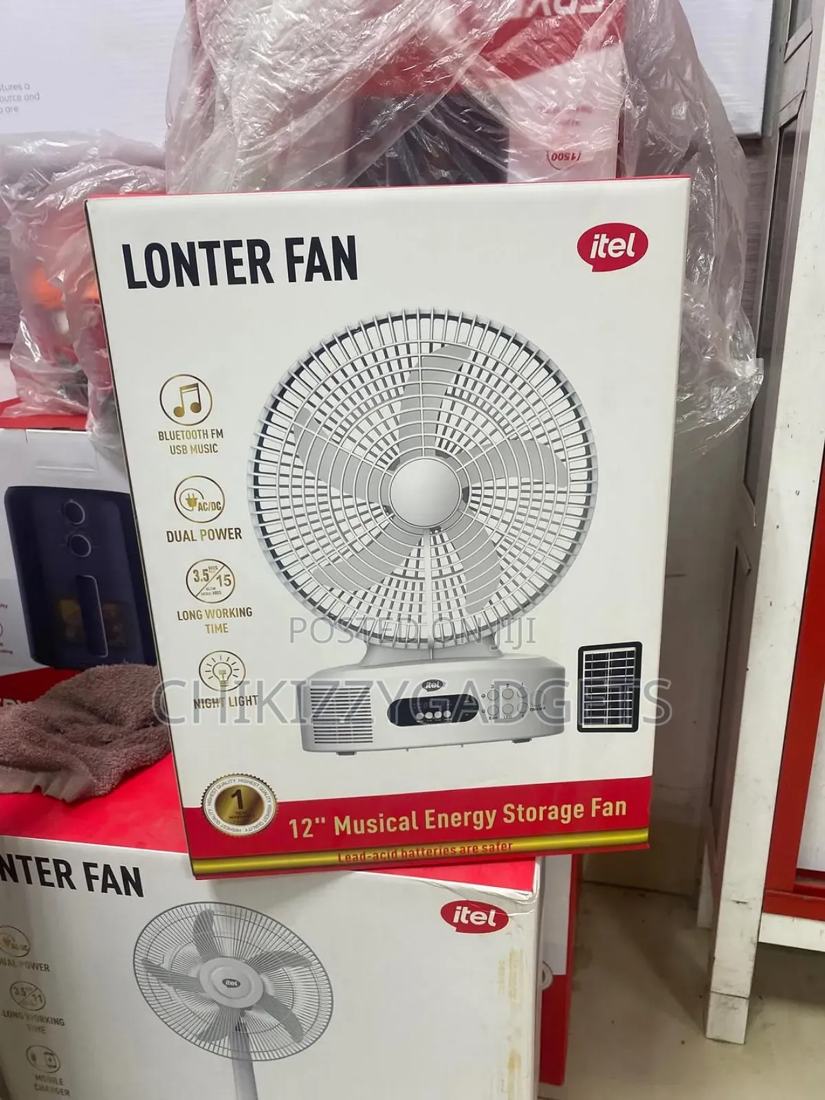 New Itel Solar Fan F12 [With Bluetooth Fm Radio Usb Music]