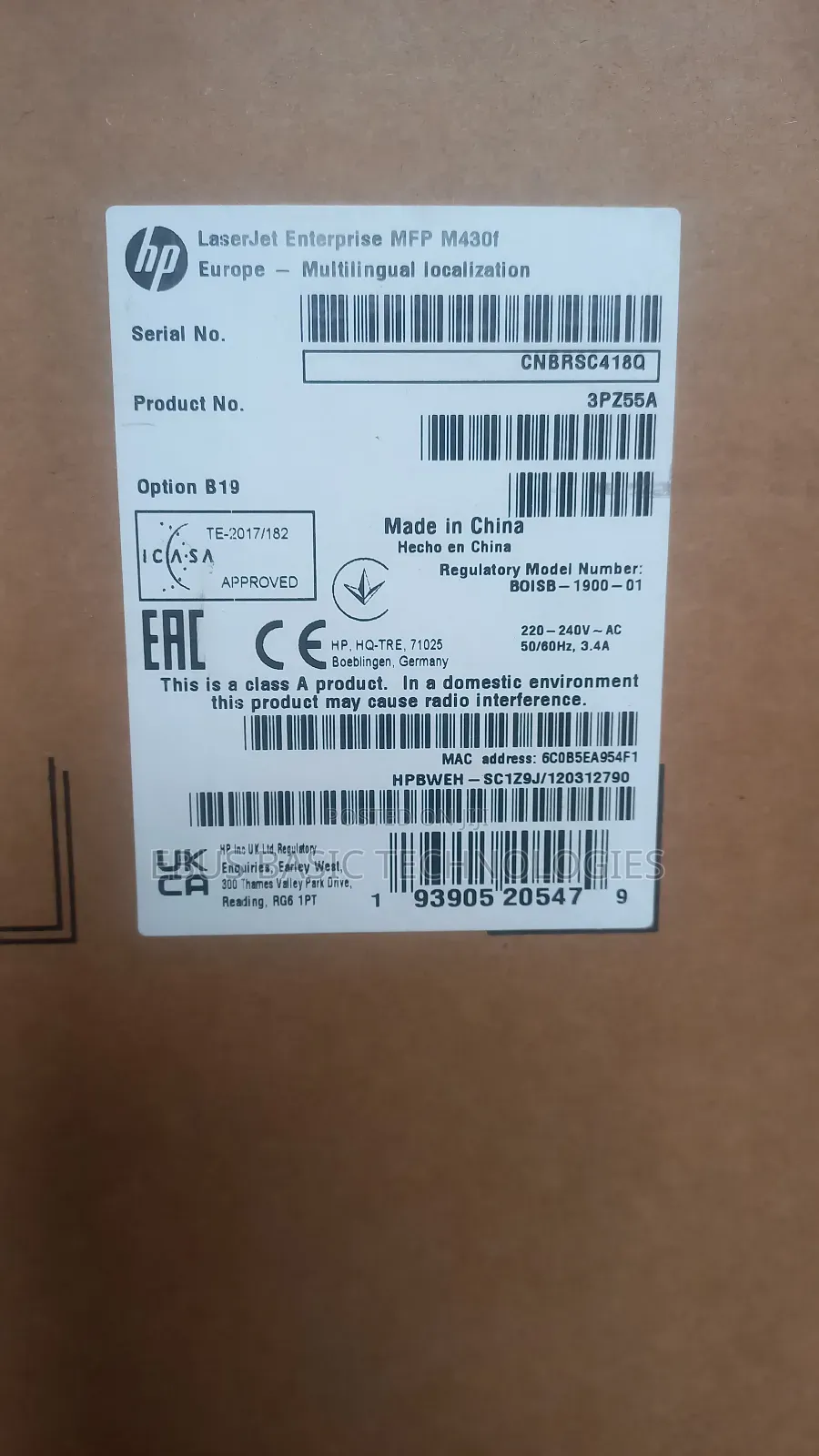 Hp Laserjet Enterprise MFP M430f Printer