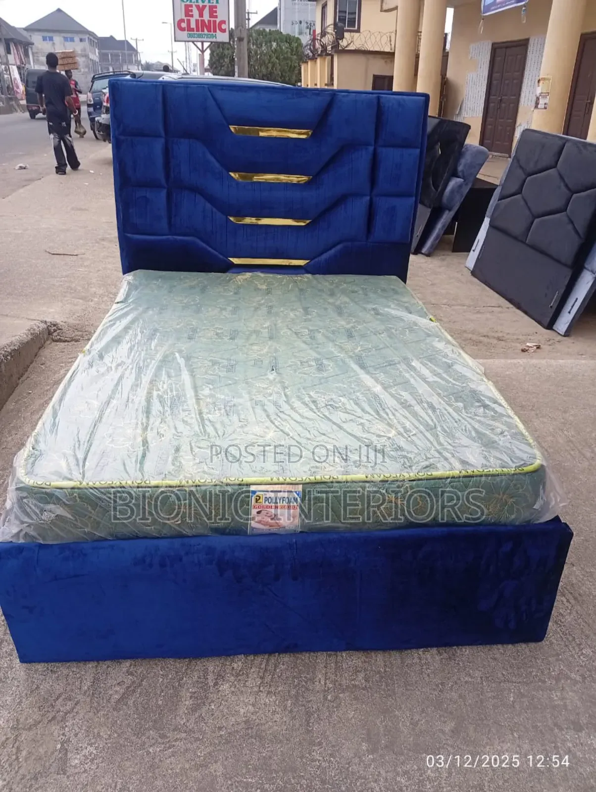 Bedframe and Mattress, Royal Blue Color