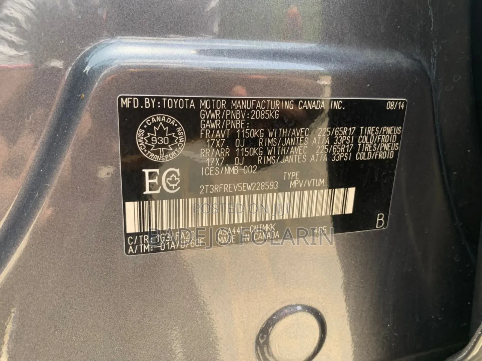 Toyota RAV4 LE 4dr SUV AWD (2.5L 4cyl 6A) 2015 Gray