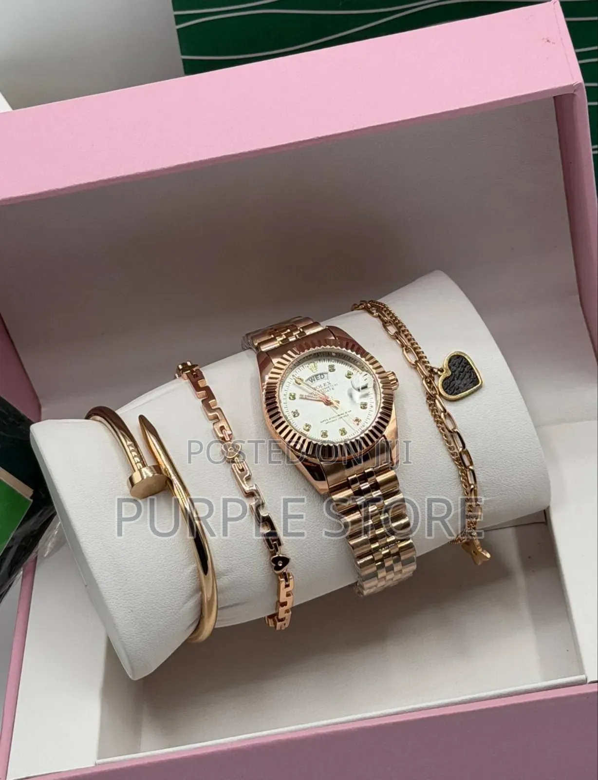Rolex Ladies Watch and 3 Bracelets Set - In "Silver and Rosegold"