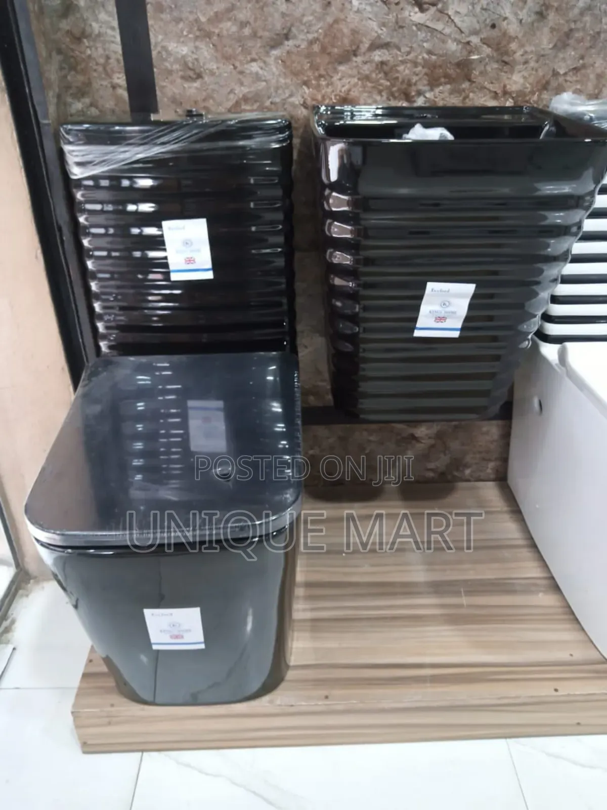 Complete Set, Absolute Black Imported England Standard Water Closet