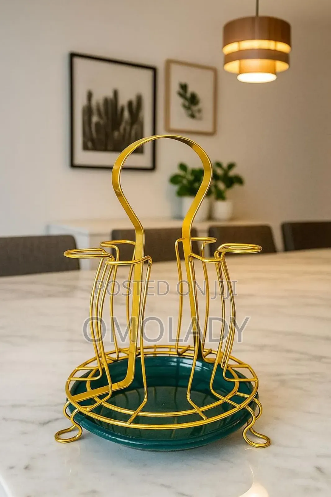 6 Holder Gold Plated Glasswear Rack