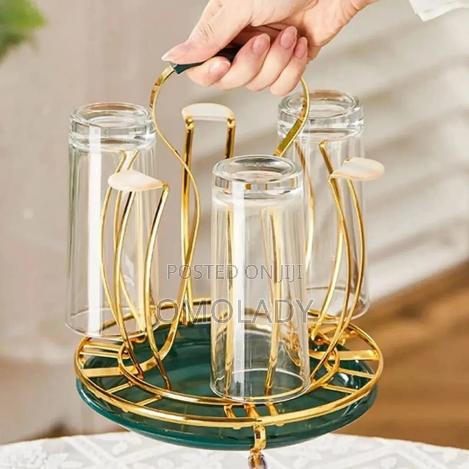 6 Holder Gold Plated Glasswear Rack