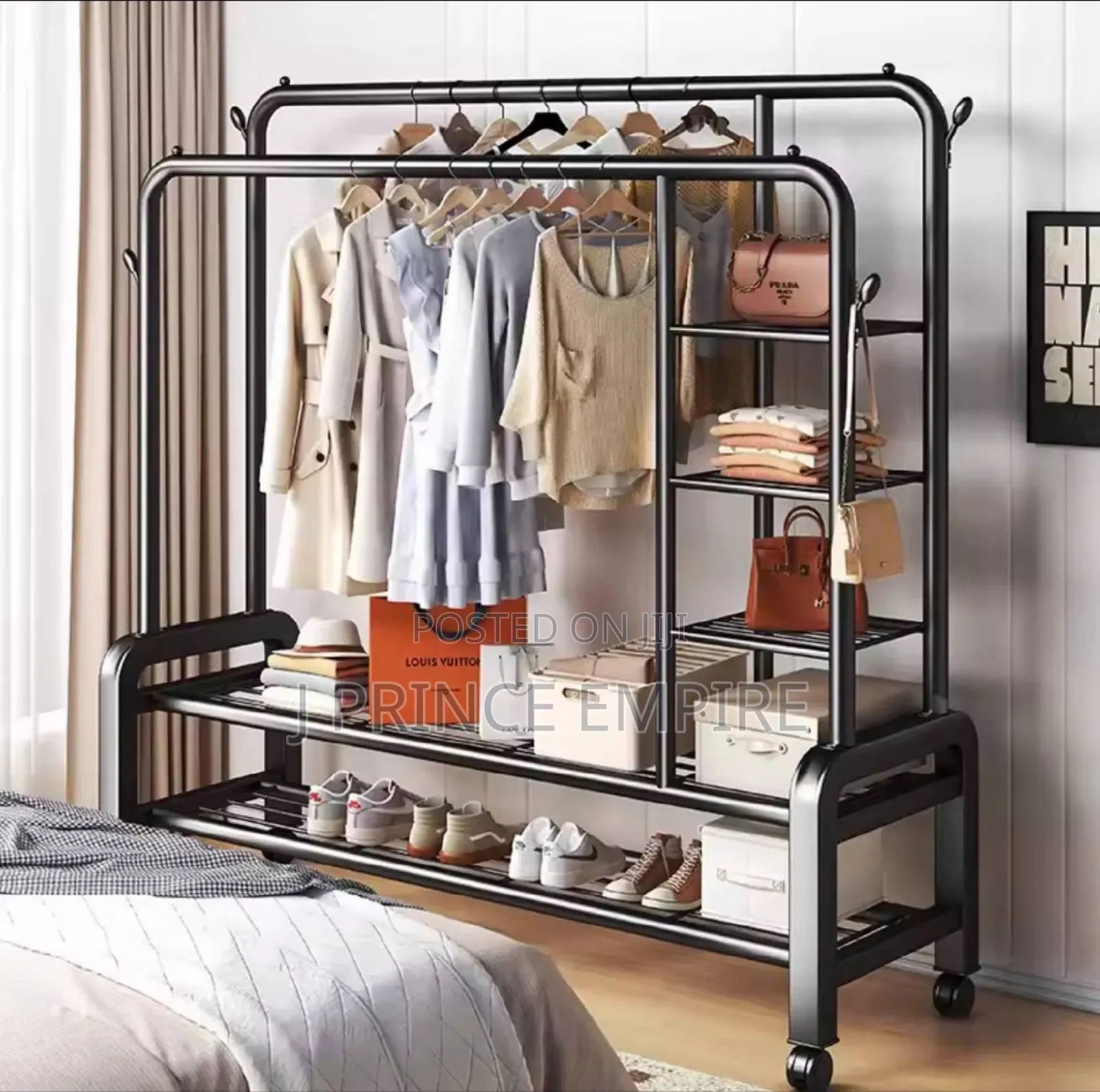 Double-Pole Clothes Rack Household Clothes Rails- Hanger