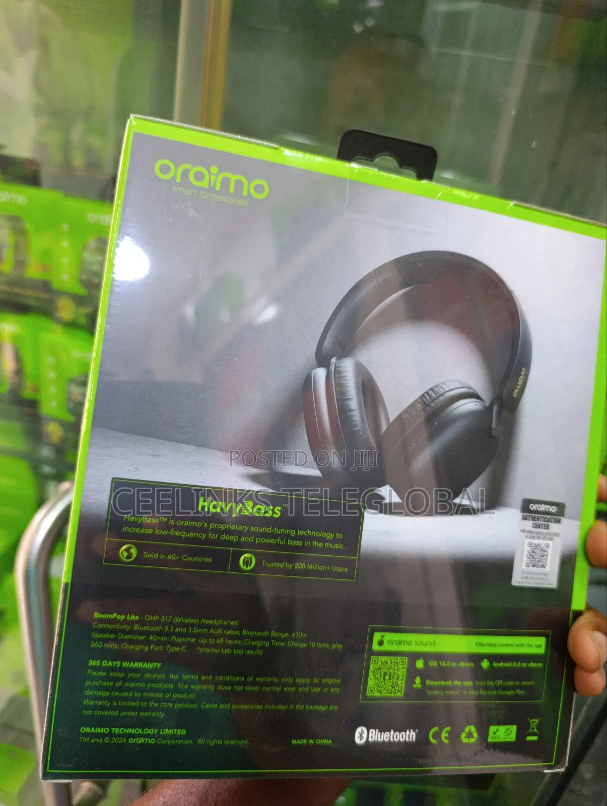 Oraimo Boompop Lite Enc 60-Hour Long Playtime Wireless Headphone