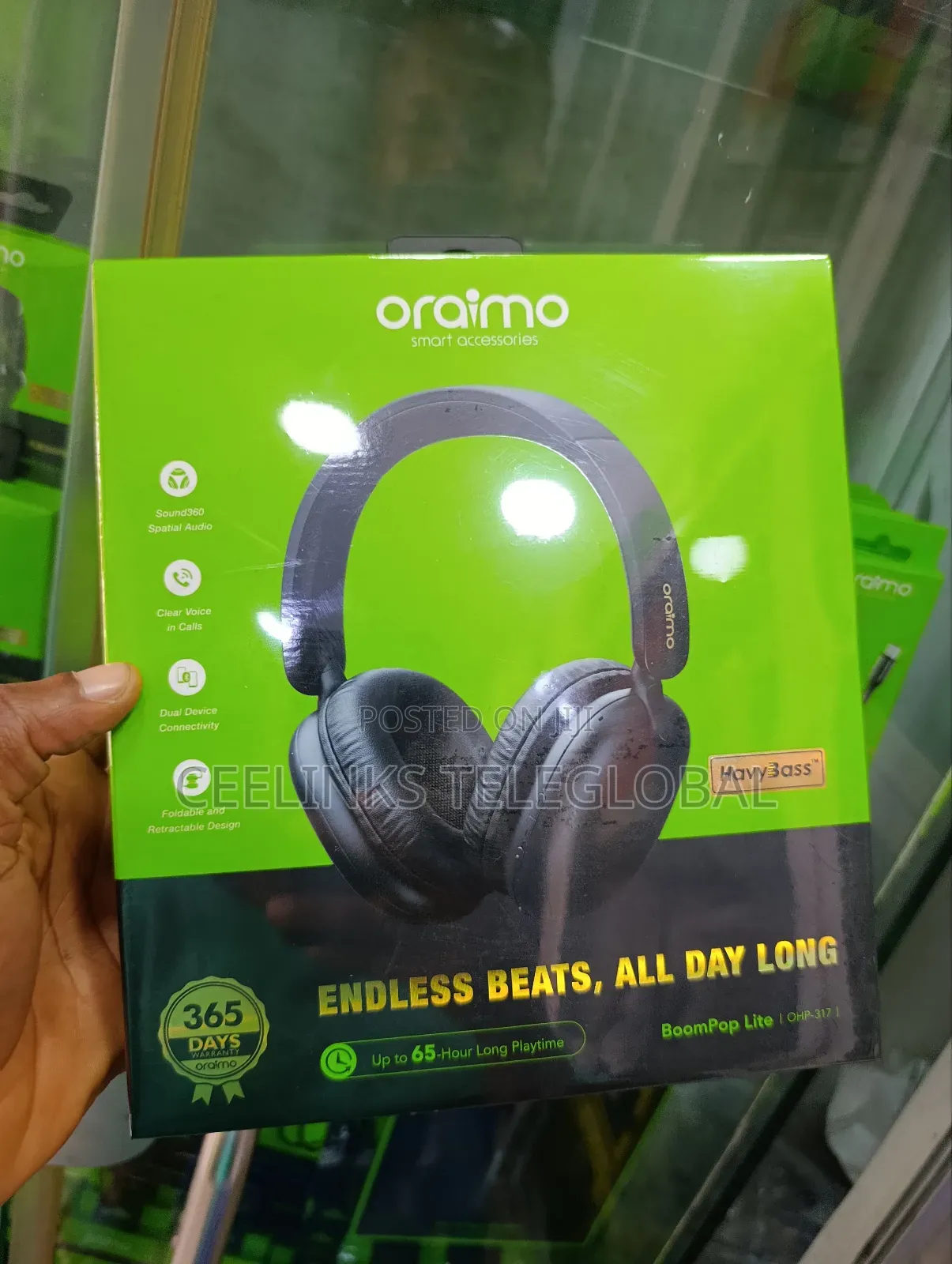 Oraimo Boompop Lite Enc 60-Hour Long Playtime Wireless Headphone