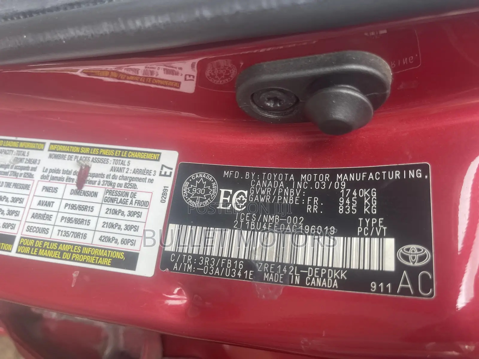 Toyota Corolla LE 4dr Sedan (1.8L 4cyl 4A) 2010 Red