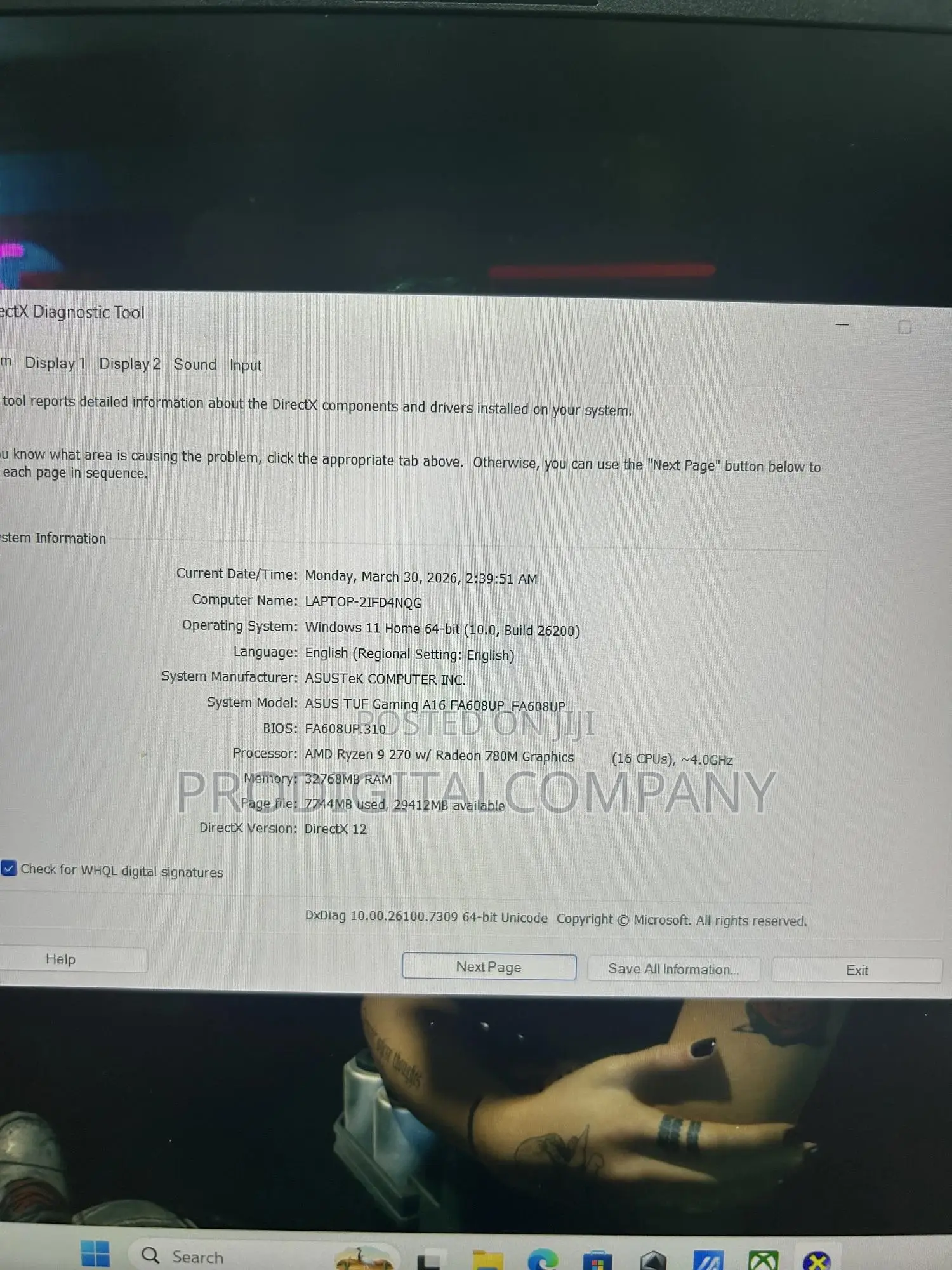 Laptop Asus TUF Gaming A16 32GB AMD Ryzen 9 SSD 1T