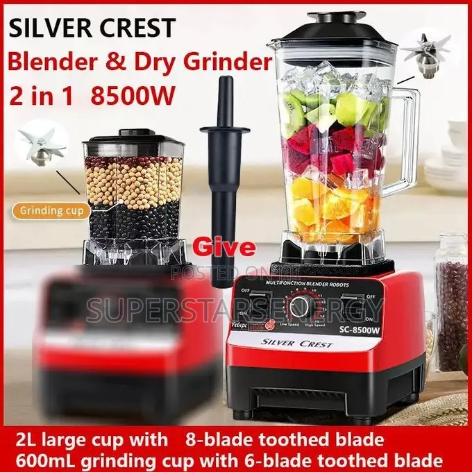 Silver Crest 2l Industrial 8500w Food Crusher Blender With 2 Jar