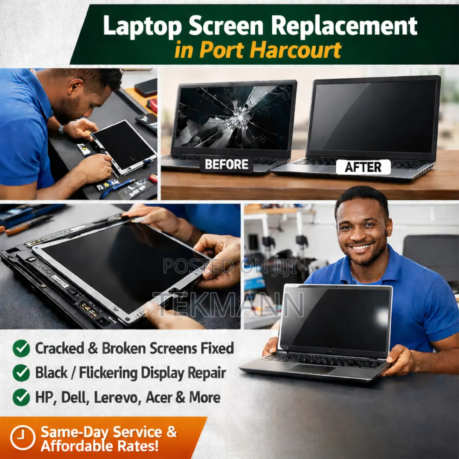 Laptop Screen Replacement- Portharcourt - Hp, Dell, Lenovo, Acer, Asus