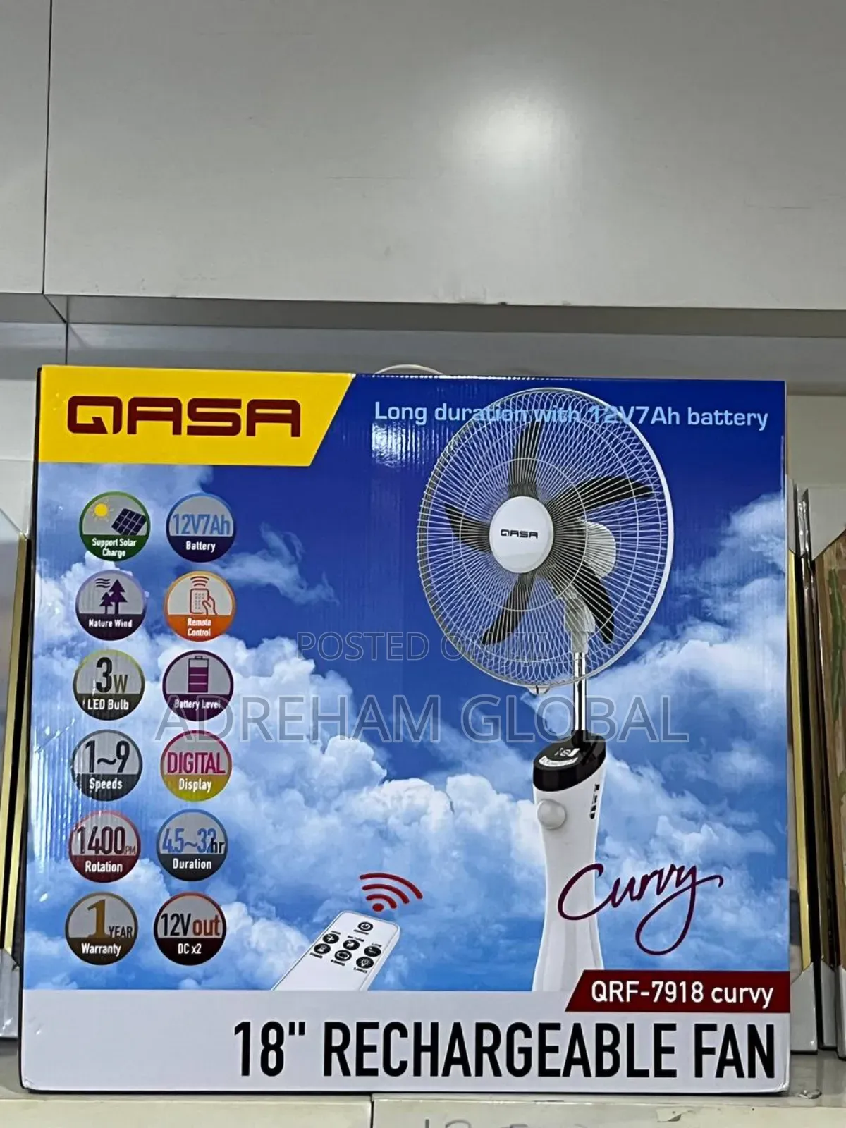 Qasa Rechargeable Fan 7918
Curvy Without Panel