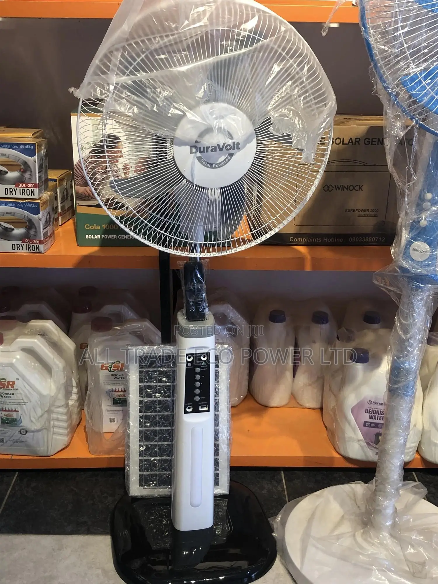 Duravolt 16-Inch Rechargeable Fan + Solar Panel