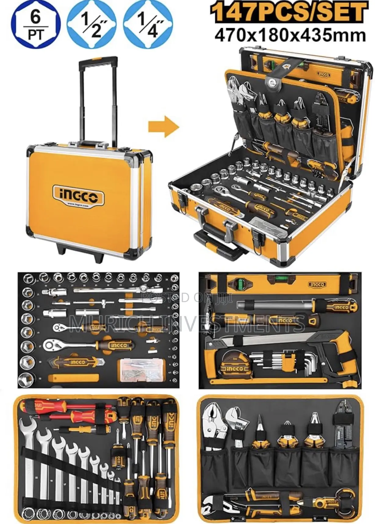 Ingco Hand Tools Set 147-Piece in Metal Case Professional