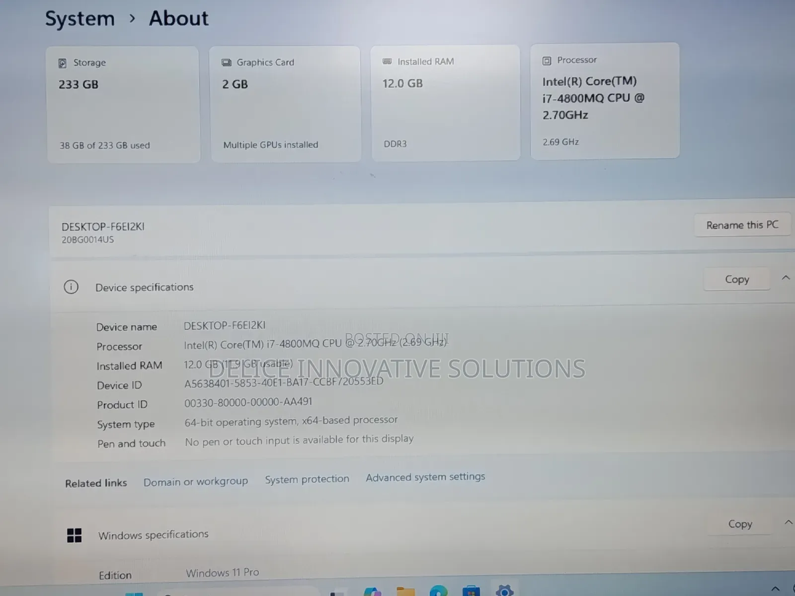 Laptop Lenovo ThinkPad W541 12GB Intel Core i7 SSD 250GB