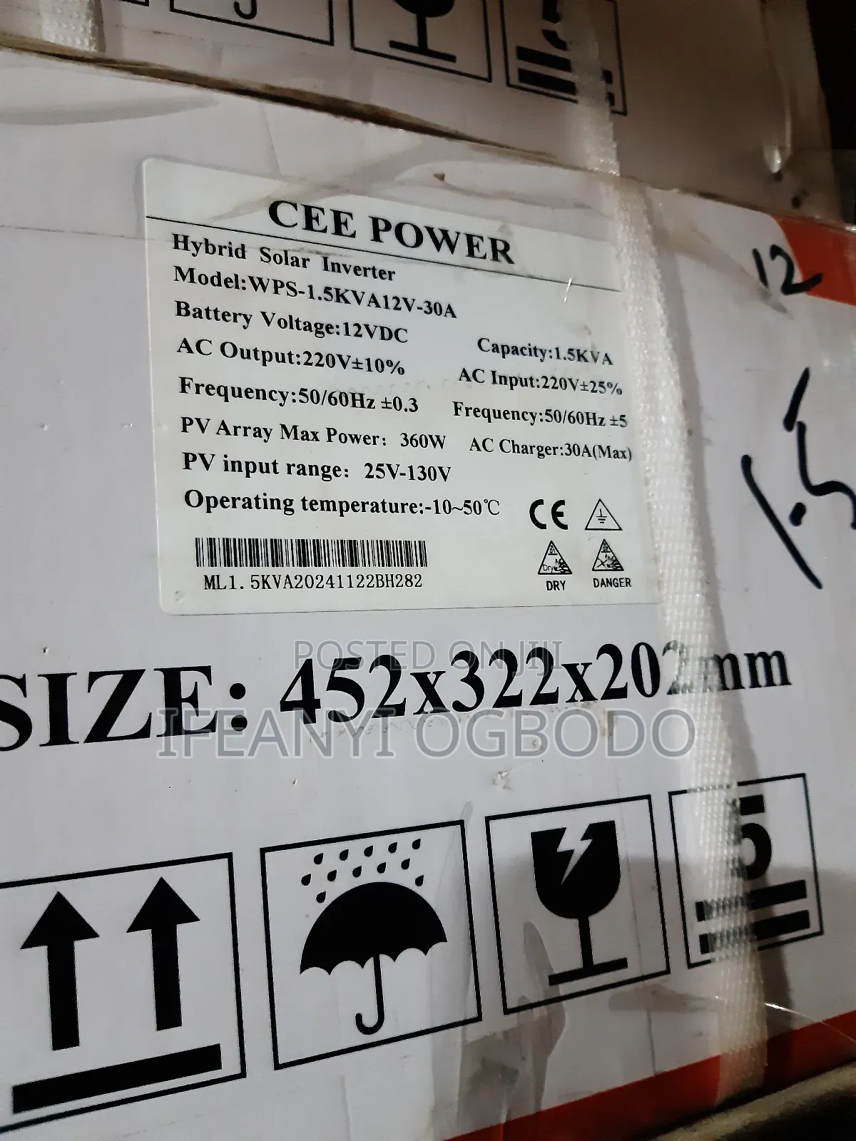 Cee Power Solar Inverter 1.5kva 12v