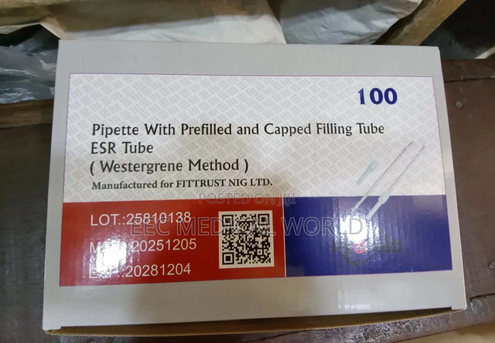 Pipette With Prefilled and Capped Filling Tube Esr Tube