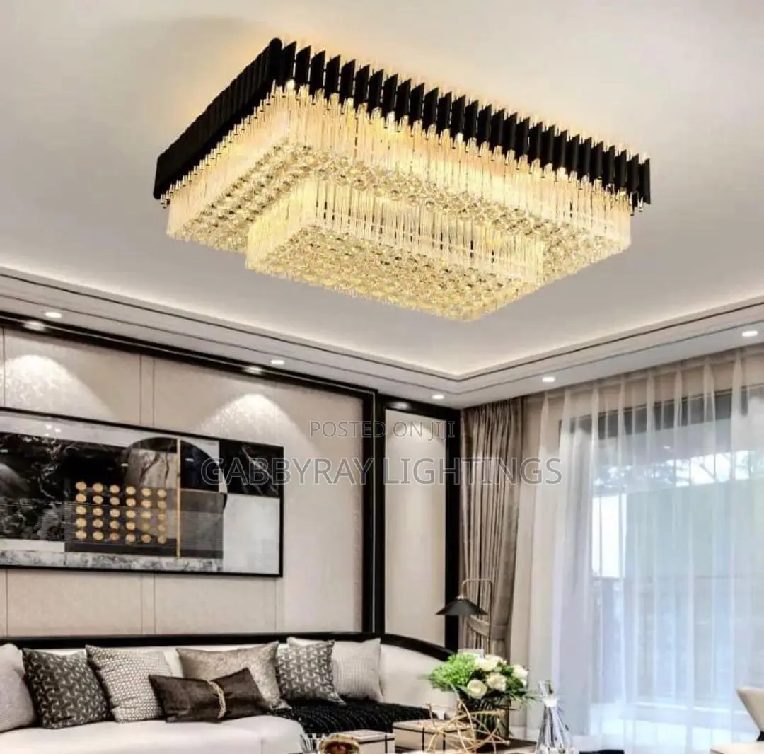 Rectangular Crystal Flush Chandelier