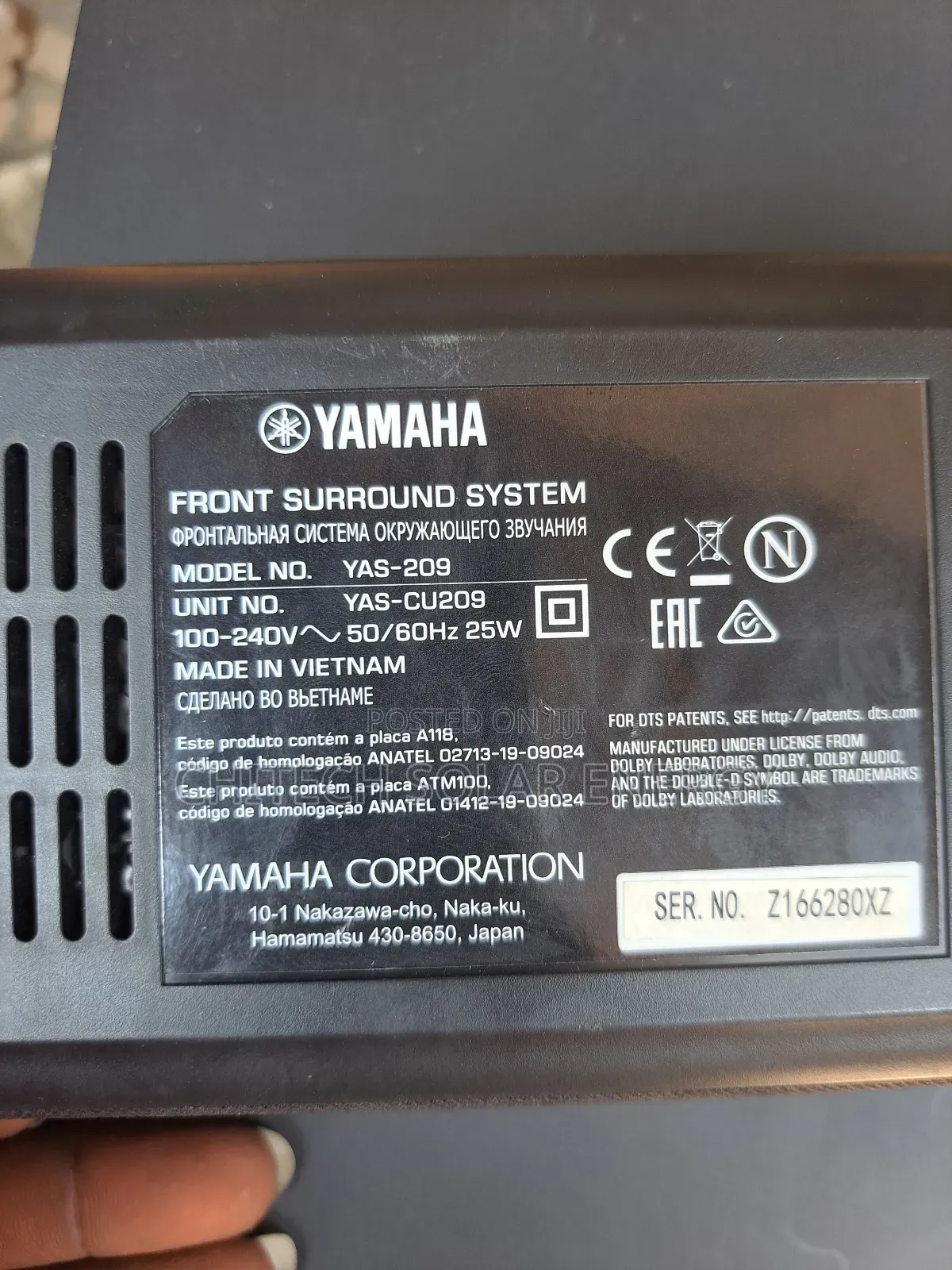 Model Number Yas-209 Yahama Smart