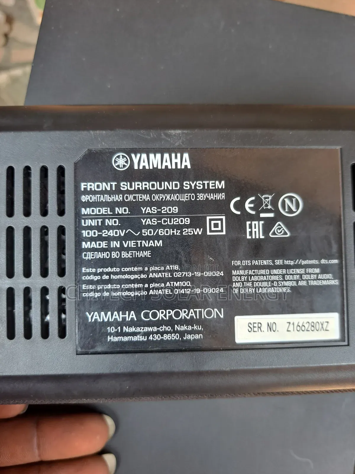 Model Number Yas-209 Yahama Smart