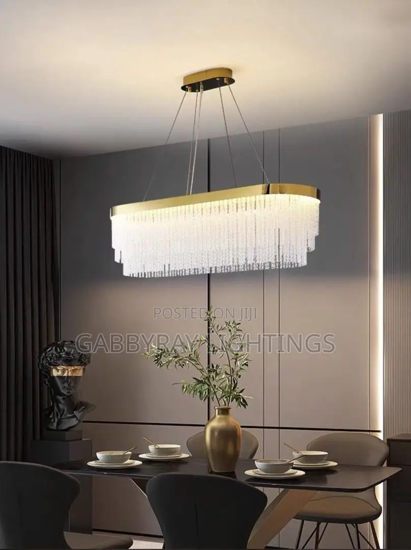 Long Led Twisted Crystal Chandelier