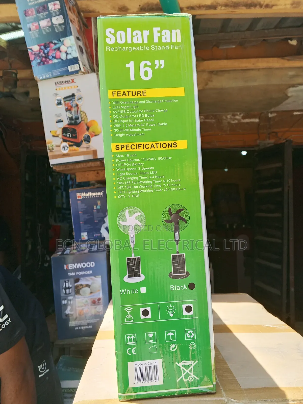 Royal Home 16" Multi-Functional Solar Rechargeable Stand Fan.