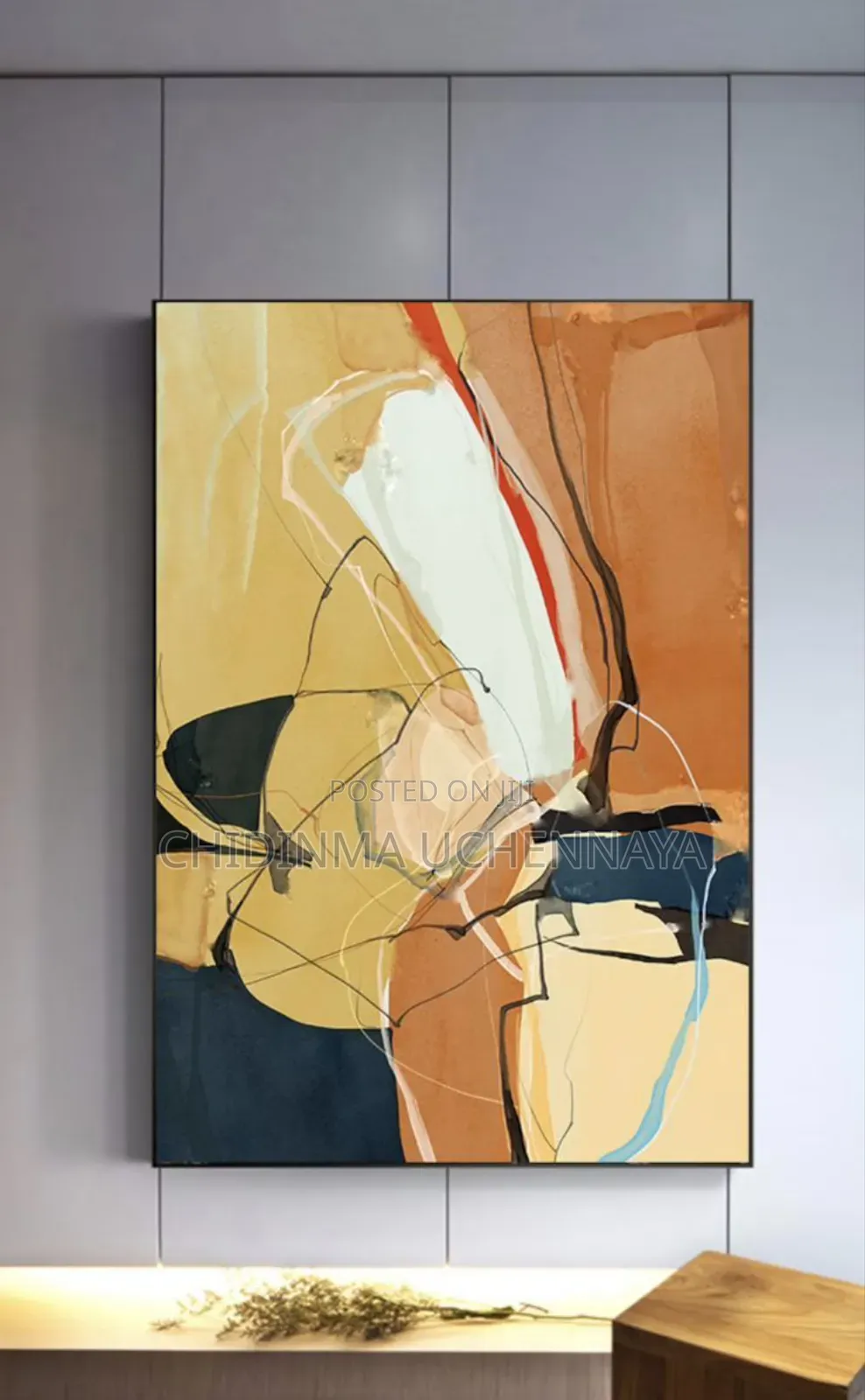 Large Abstract Colorful Geometric Painting on Canvas