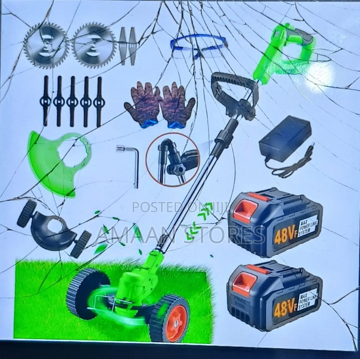 Rechargeable Grass Cutter Mower With 2 Batteries