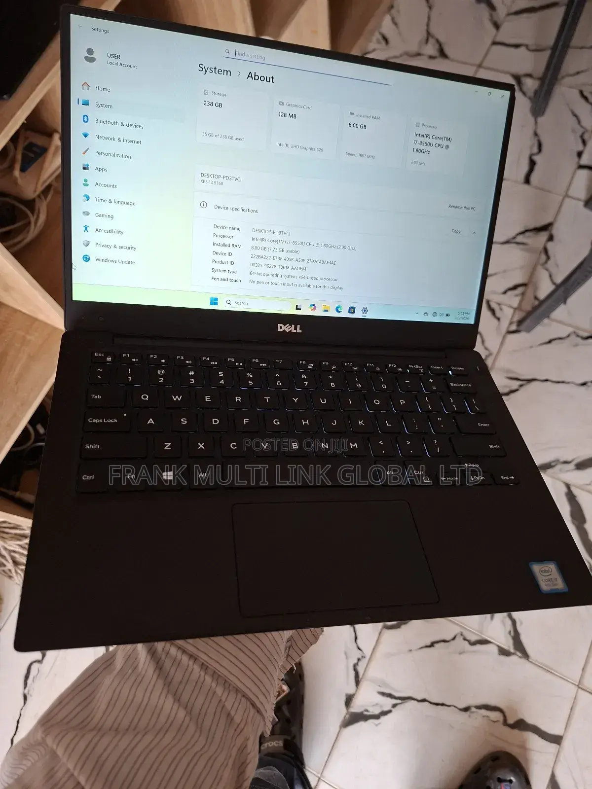 Laptop Dell XPS 13 (9360) 8GB Intel Core i7 SSD 256GB