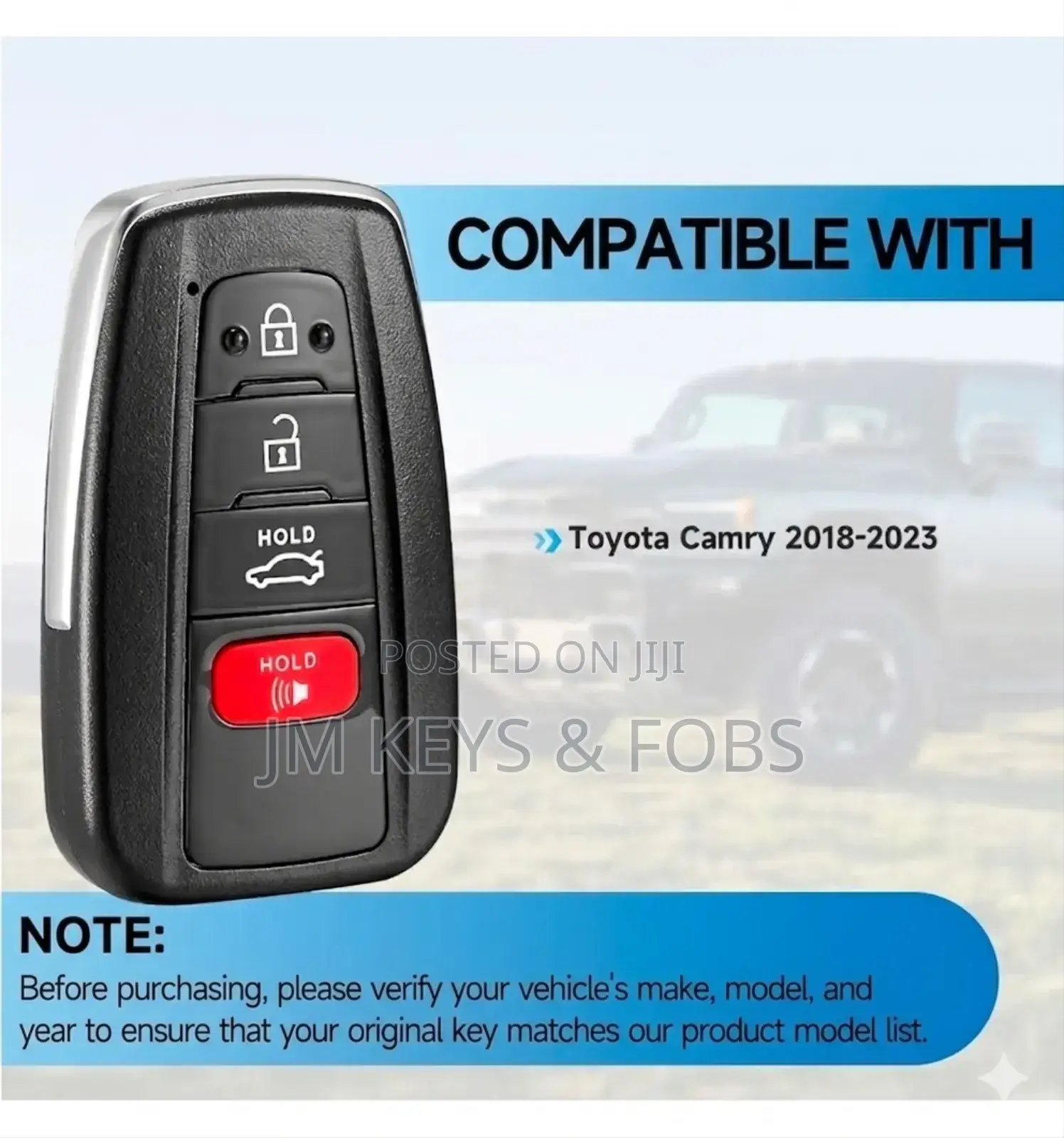 Smart Keyless Entry Fob Replacement for Toyota Camry