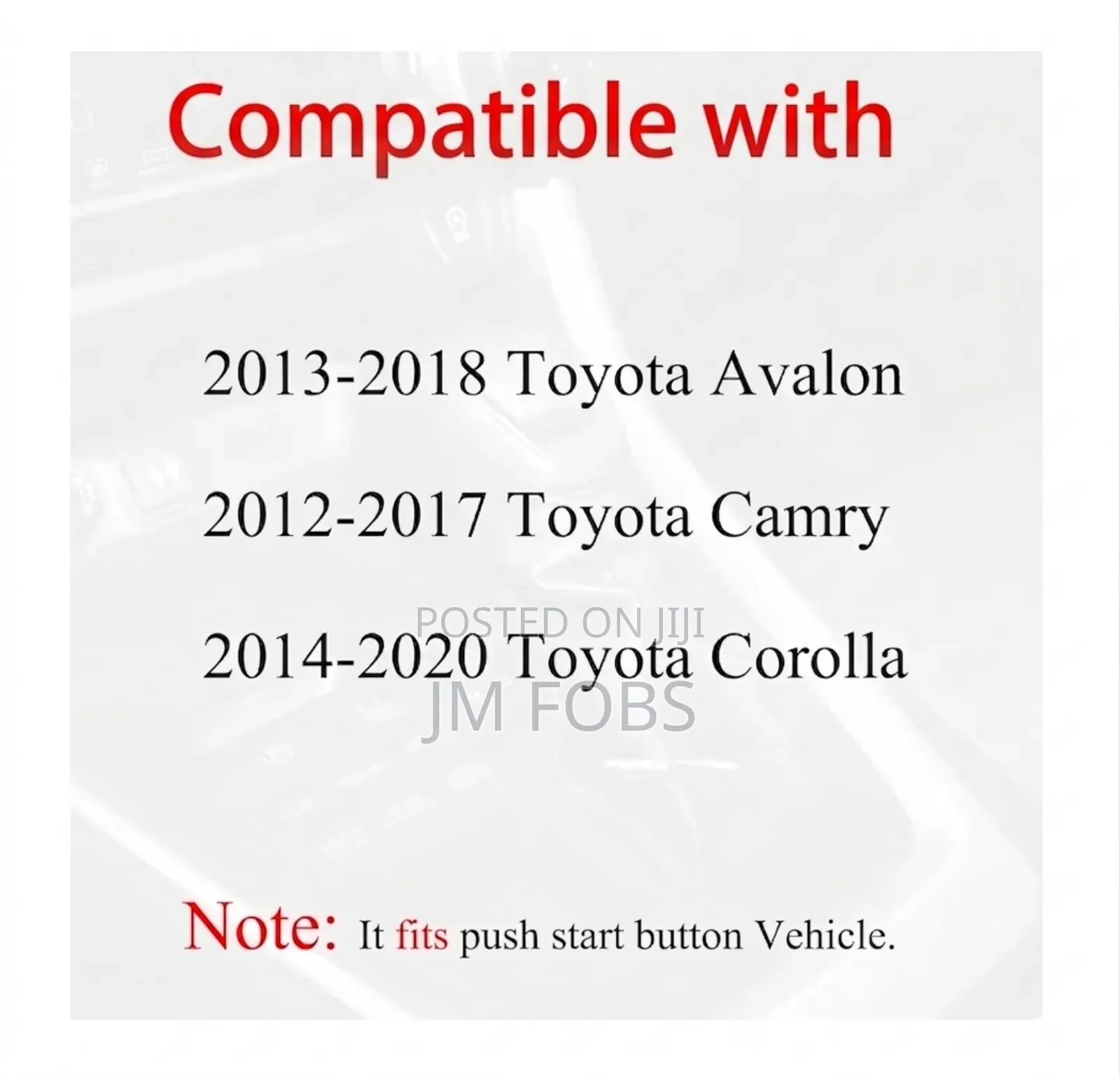 Smart Keyless Entry Fob Replacement For Toyota Avalon
