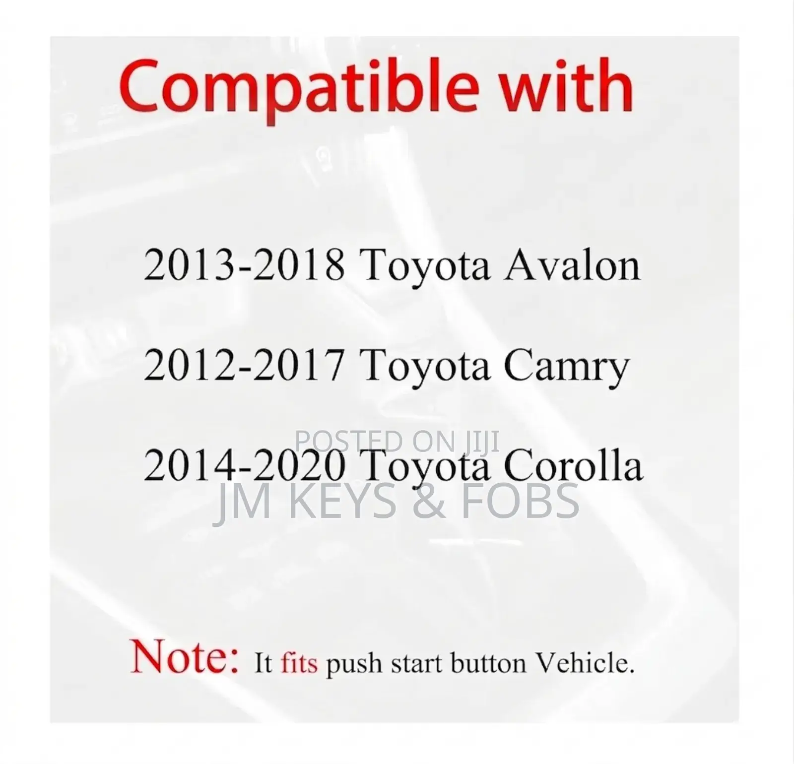 Smart Keyless Entry Fob Replacement For Toyota Avalon