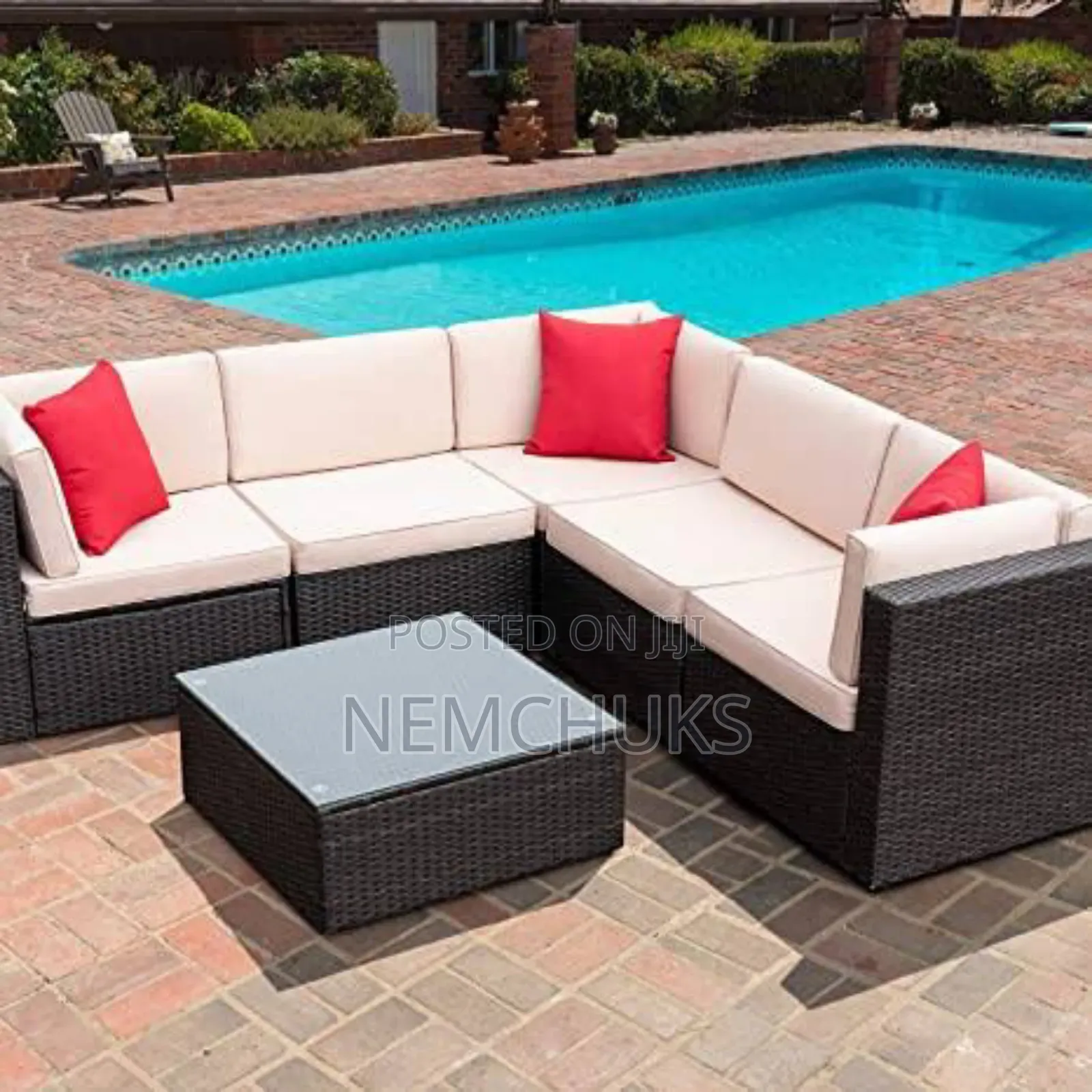 6-Piece Patio Furniture Sectional Set With Beige Cushions