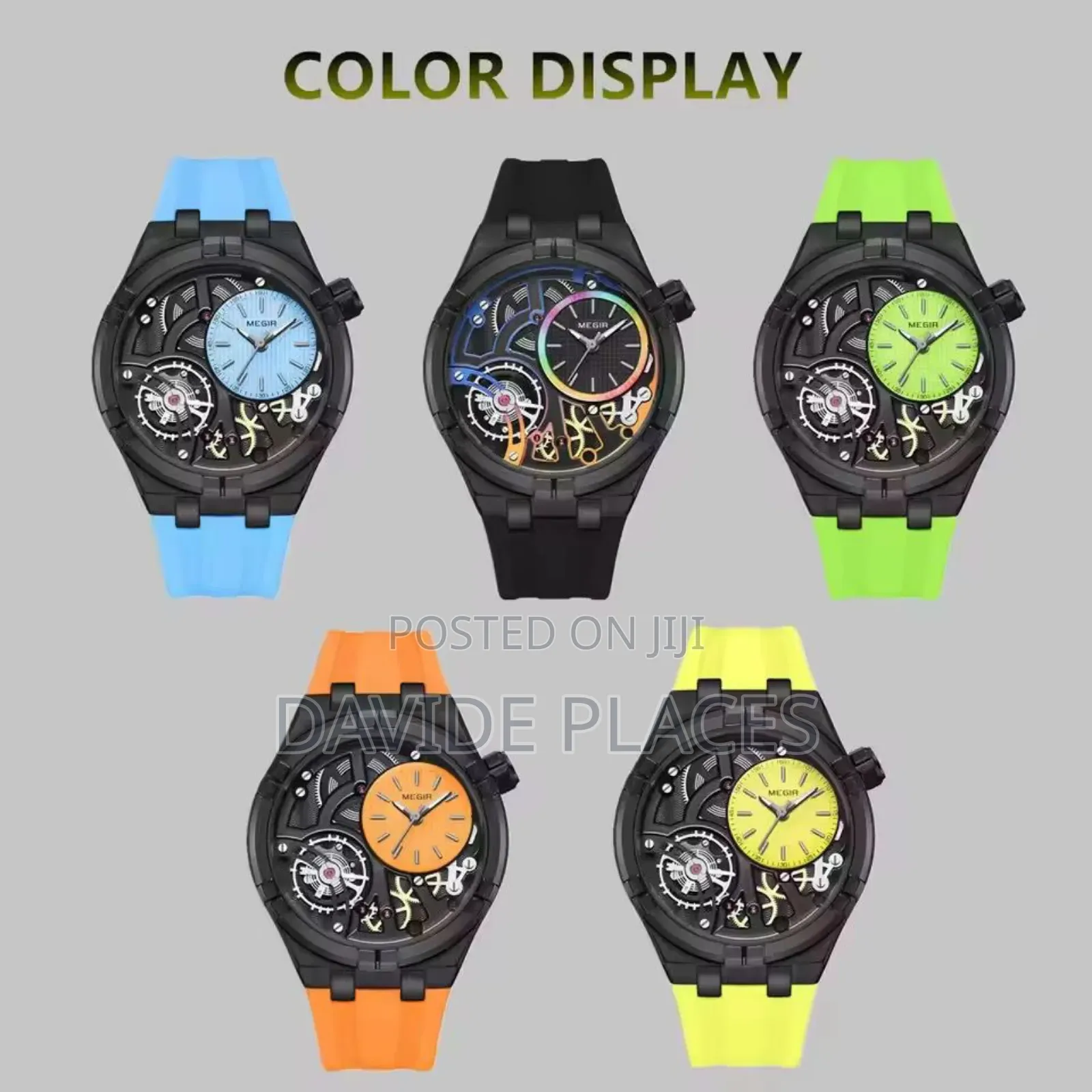 Higer Quality Megir Water-Resistant Rubber Wristwatch