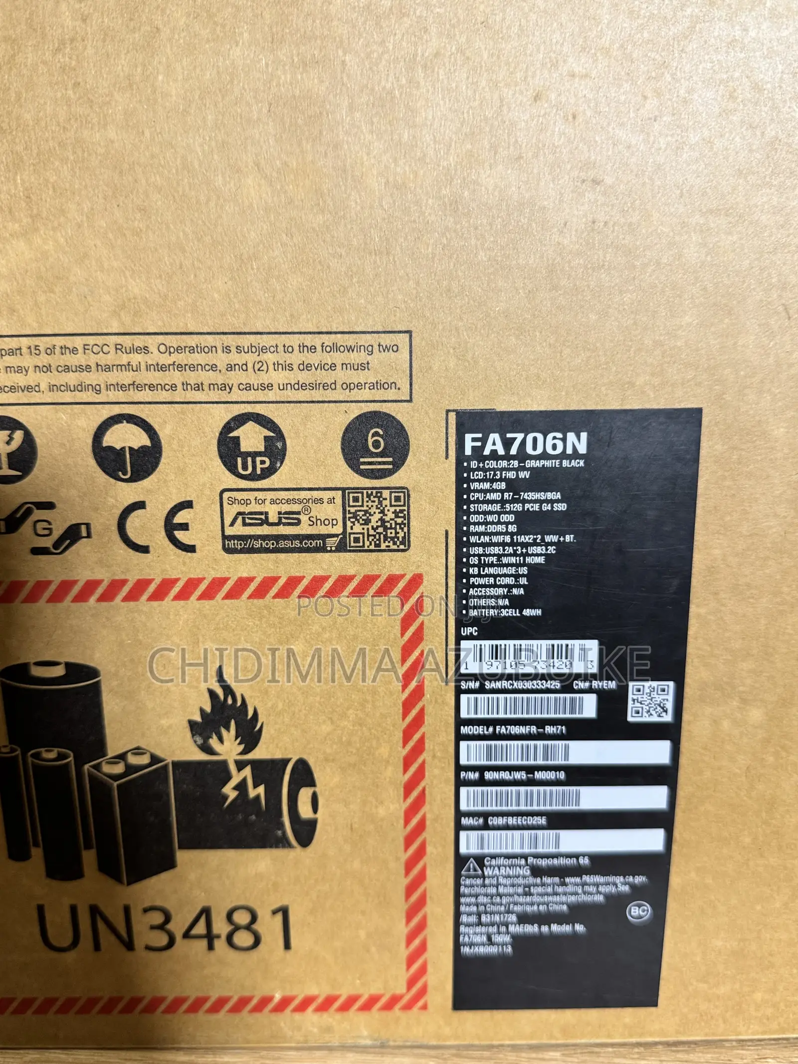 Laptop Asus TUF Gaming A16 8GB AMD Ryzen 7 SSD 512GB