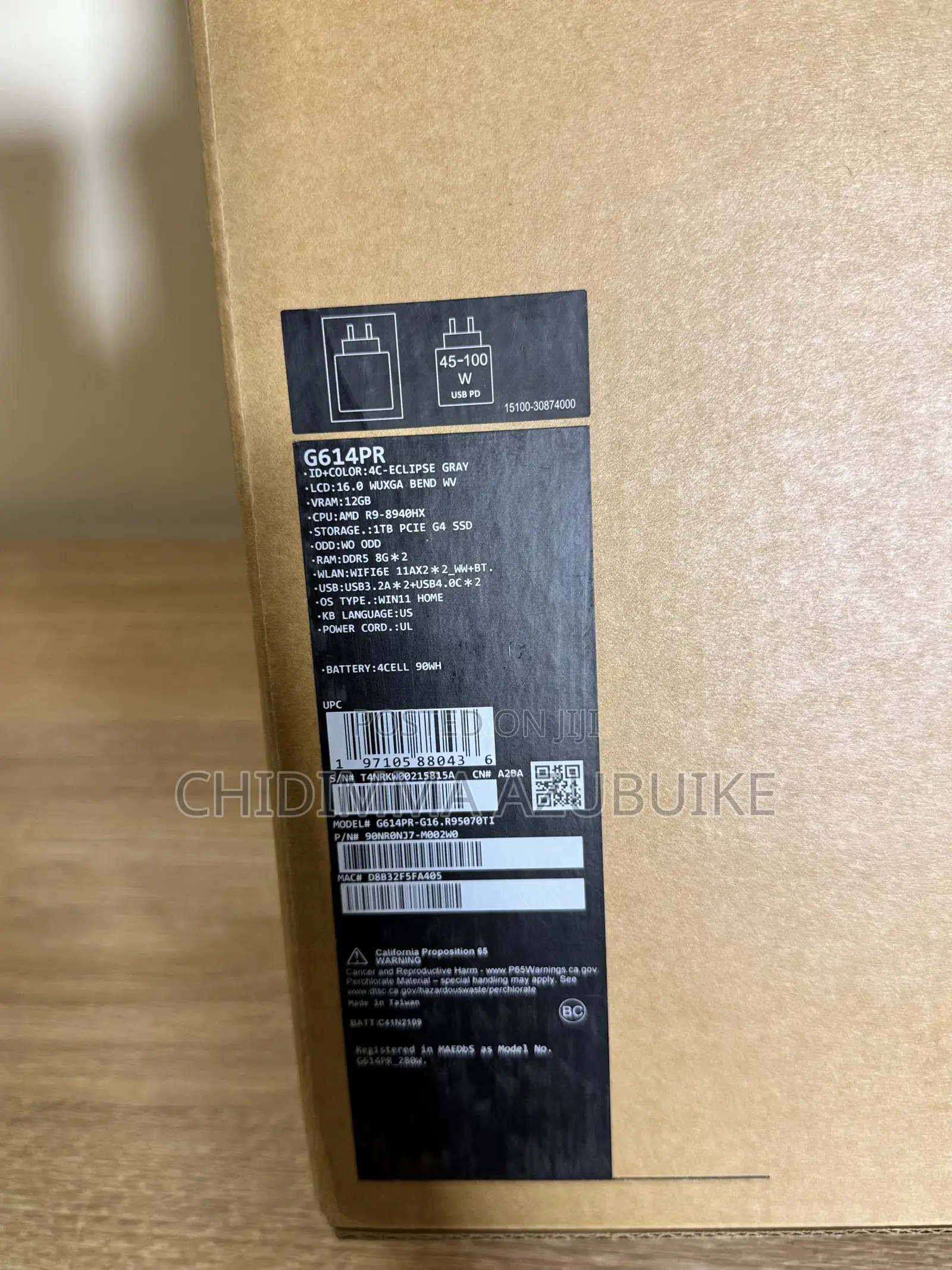New Laptop Asus ROG Strix G16 G614 16GB AMD Ryzen 9 SSD 1T