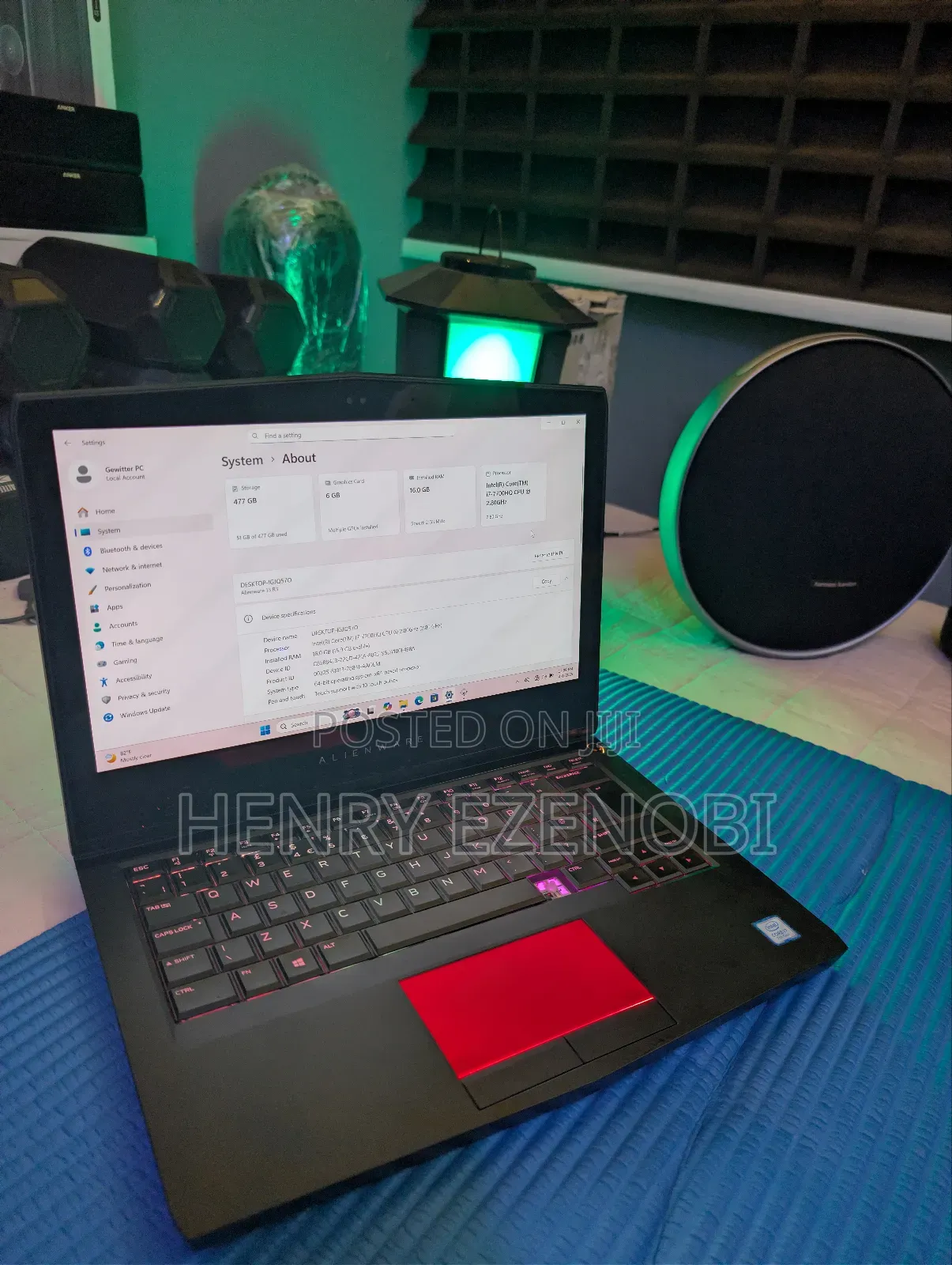 Laptop Dell Allenware M15 R5 16GB Intel Core i7 SSD 512GB