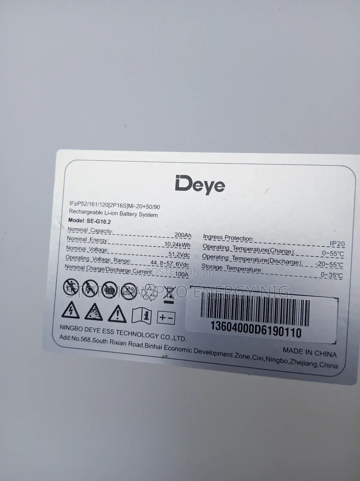 Deye 10kwh Lithium Battery